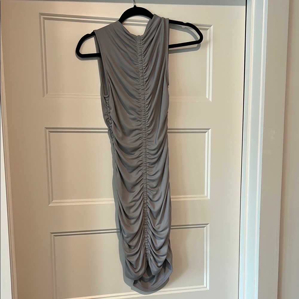 Elegant Gray Ruched Dress
